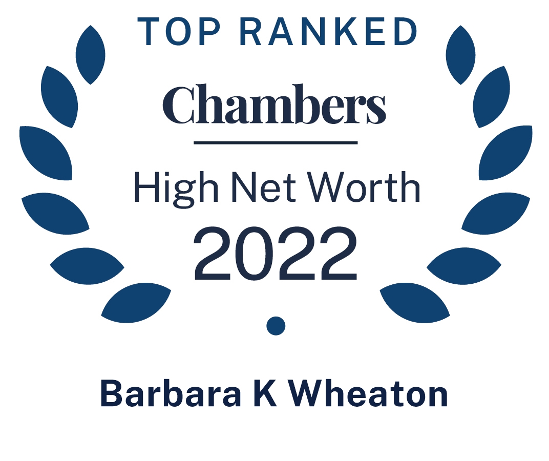 Chambers USA 2022 High Net Worth logo recognizing Pierce Atwood trusts and estates attorney Barbara Wheaton