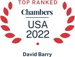 Chambers USA 2022 logo recognizing Pierce Atwood managing partner David Barry for commercial litigation