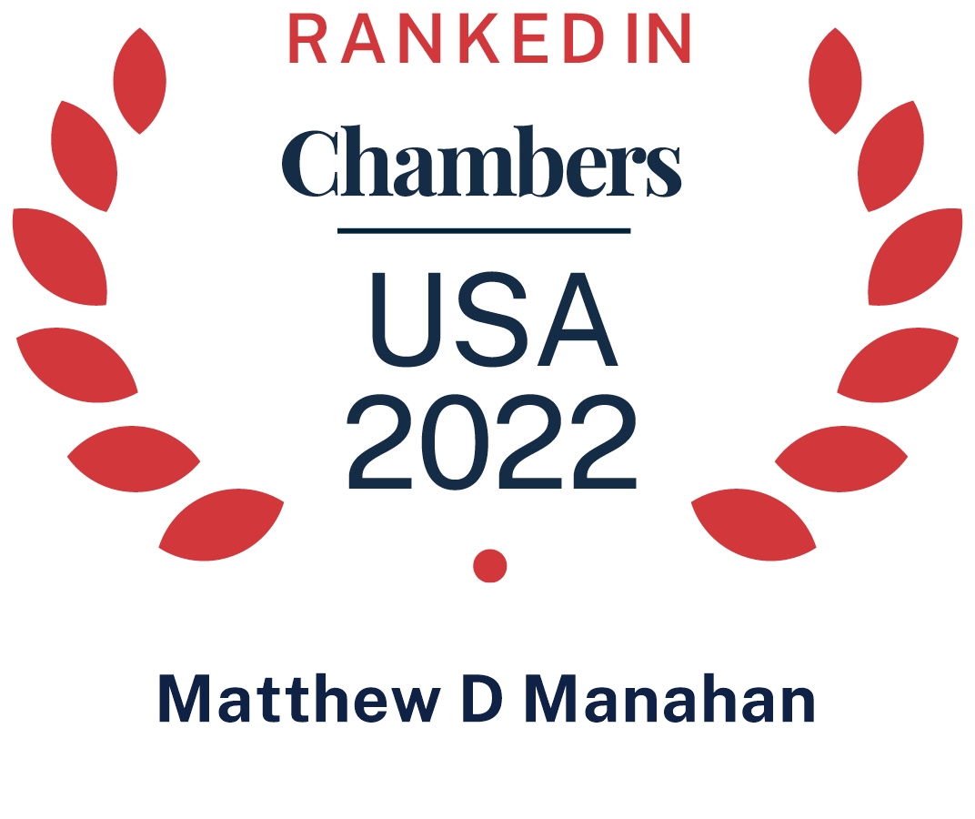 Chambers USA 2022 logo recognizing Pierce Atwood environmental attorney Matthew Manahan