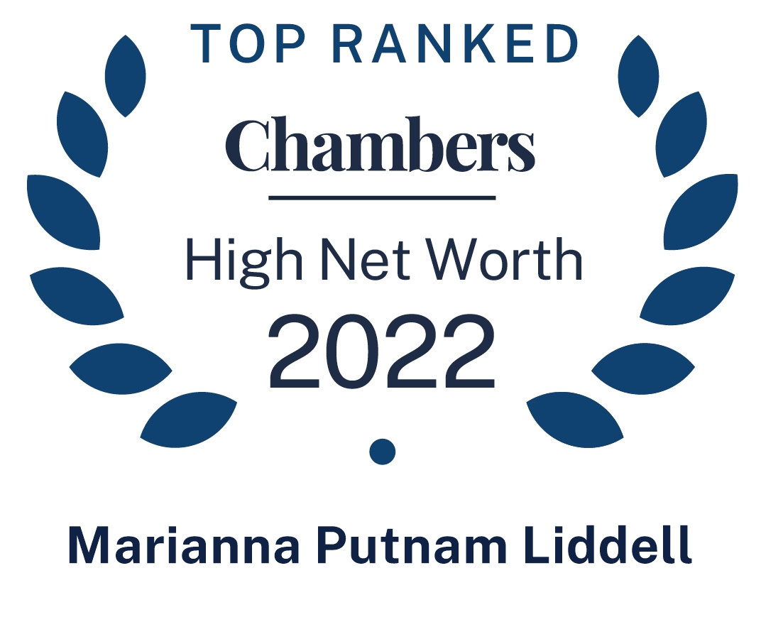Chambers USA 2022 High Net Worth logo recognizing Pierce Atwood trusts and estates attorney Marianna Putnam Liddell