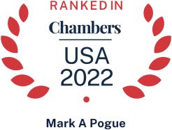 Chambers USA 2022 logo recognizing Pierce Atwood commercial litigation and labor and employment attorney Mark Pogue