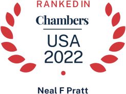 Chambers USA 2022 logo recognizing Pierce Atwood commercial litigation attorney Neal Pratt