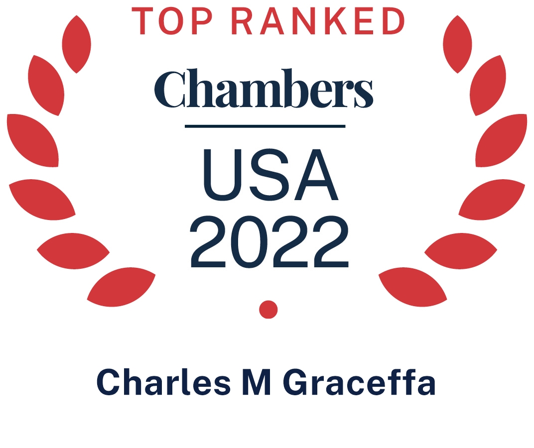 Chambers USA 2022 logo recognizing Pierce Atwood corporate merger and acquisition attorney Charles Graceffa