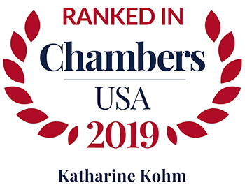 Chambers USA 2019 logo recognizing Pierce Atwood commercial litigation attorney Katharine Kohm