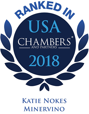 Chambers USA 2018 logo recognizing Pierce Atwood labor and employment attorney Katie Nokes Minervino