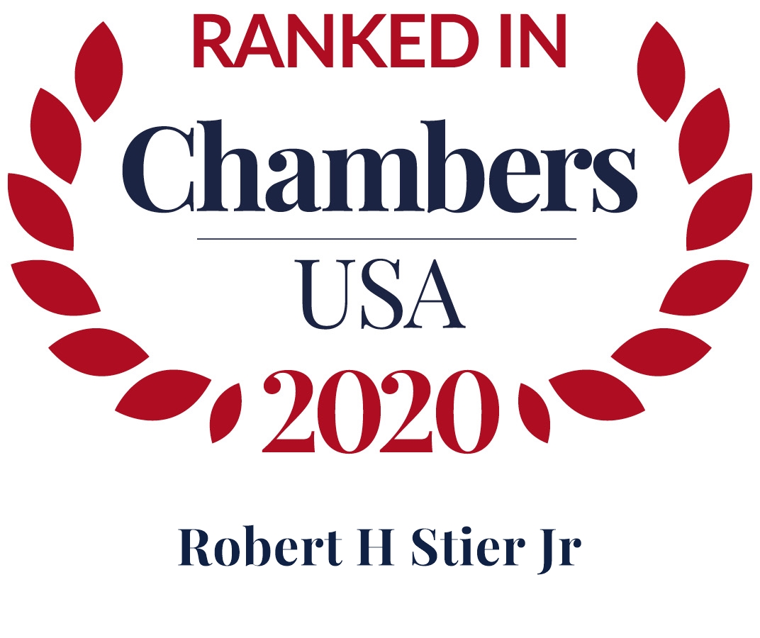 Chambers USA 2020 logo recognizing Pierce Atwood commercial litigation attorney Robert Stier