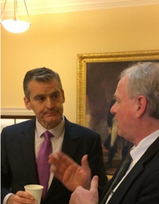 2017 President of the University of Southern Maine, Glenn Cummings and 2017 Chancellor of the University of Maine System, Jim Page in conversation