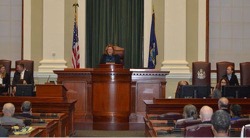 Chief Justice of the Maine Supreme Judicial Court Leigh Saufley delivering the State of the Judiciary Address on Thursday, February 16, 2017