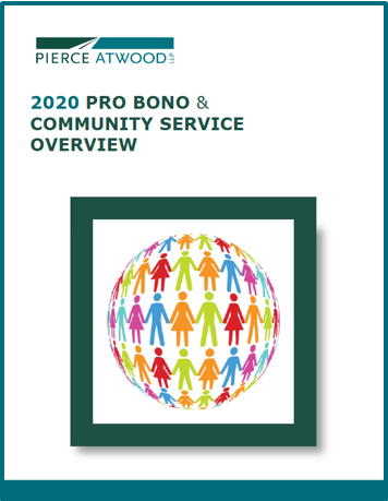 Cover of the 2020 pro bono and community service annual report with a rainbow community globe